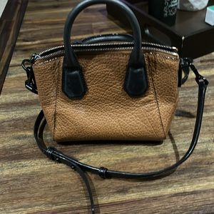 *Classic*MICHAEL KORS Leather Bag•Brown/Black trim•Zipper-Removable strap